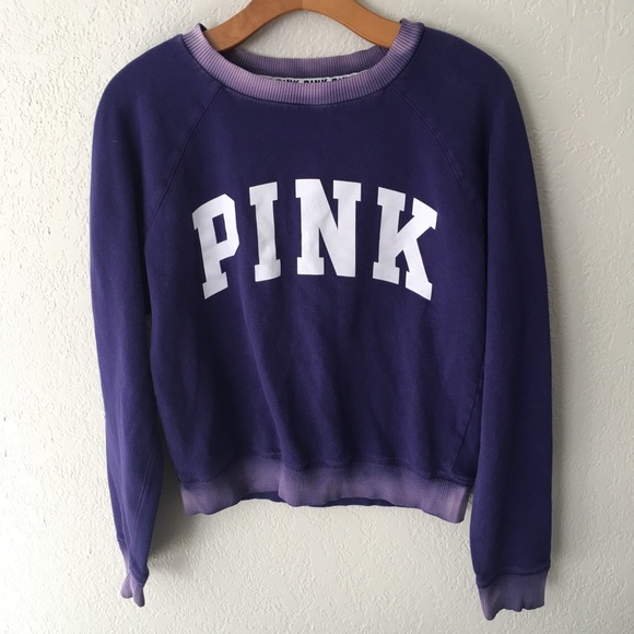 PINK Victoria's Secret Sweaters - Purple, washed out XS crewneck PINK sweater